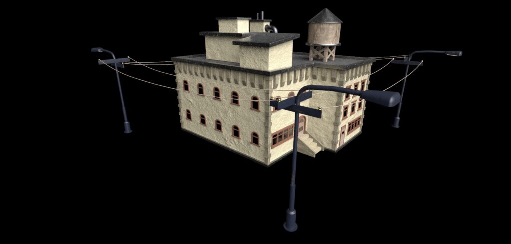 apartment building stylized 3d model