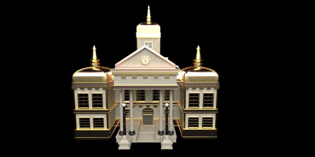 corporate building stylized 3d model